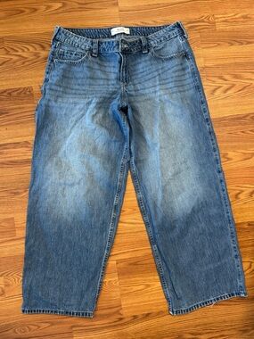 Hollister Low Rise Baggy Jeans Size 33 Medium Wash